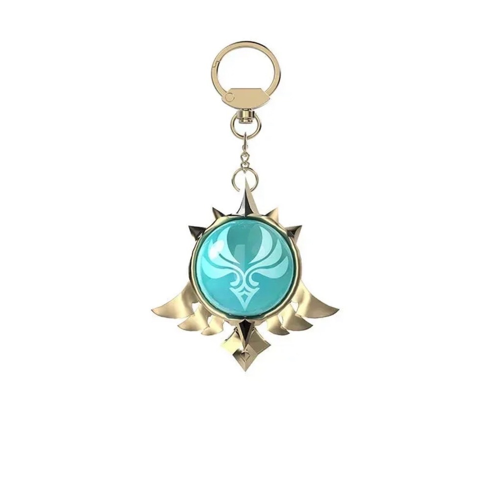 Genshin impact anemo blue glass keychain new